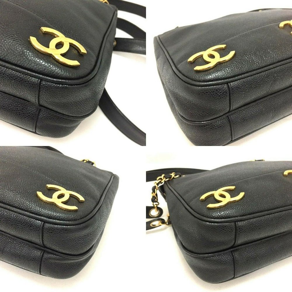 💯 Auth CHANEL Triple Coco Caviar Skin Chain Tote - Picture 5 of 8
